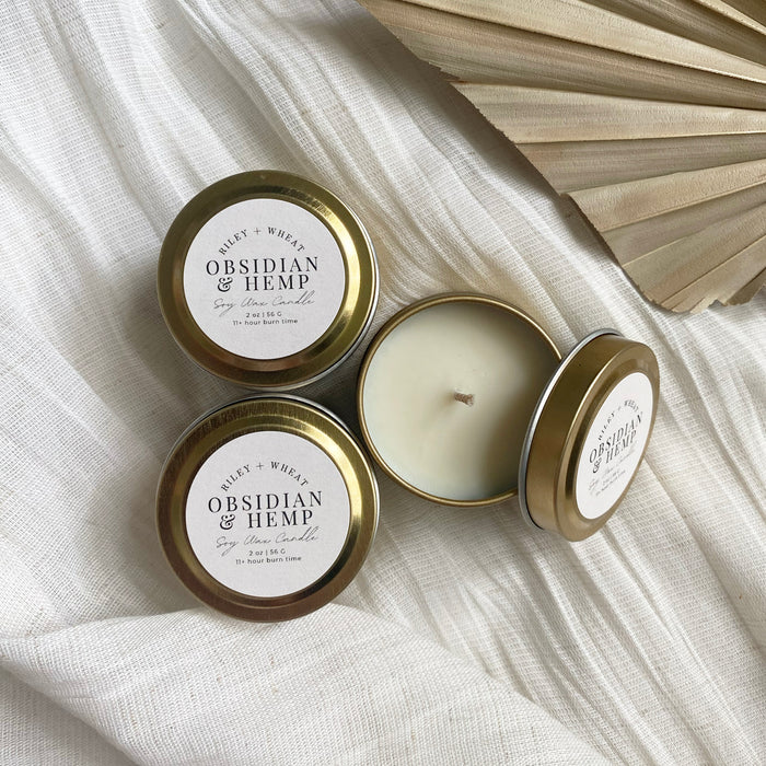 Obsidian + Hemp Candle